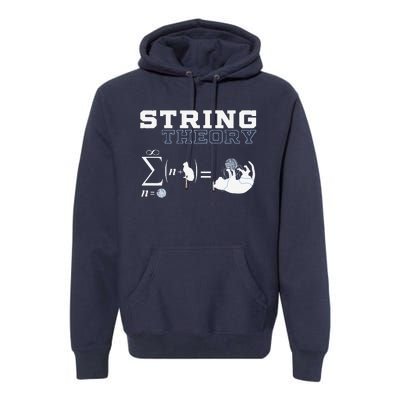 Funny Cat Yarn String Theory Premium Hoodie