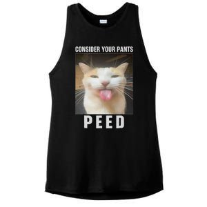 Funny Consider Your Pants Peed Silly Cat Meme Ladies PosiCharge Tri-Blend Wicking Tank