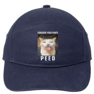 Funny Consider Your Pants Peed Silly Cat Meme 7-Panel Snapback Hat