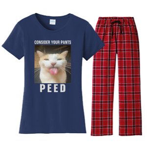 Funny Consider Your Pants Peed Silly Cat Meme Women's Flannel Pajama Set