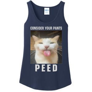 Funny Consider Your Pants Peed Silly Cat Meme Ladies Essential Tank