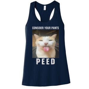 Funny Consider Your Pants Peed Silly Cat Meme Women's Racerback Tank