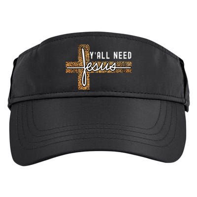 Funny Christian Y'all Need Jesus Graphic Tees Leopard Cross Adult Drive Performance Visor