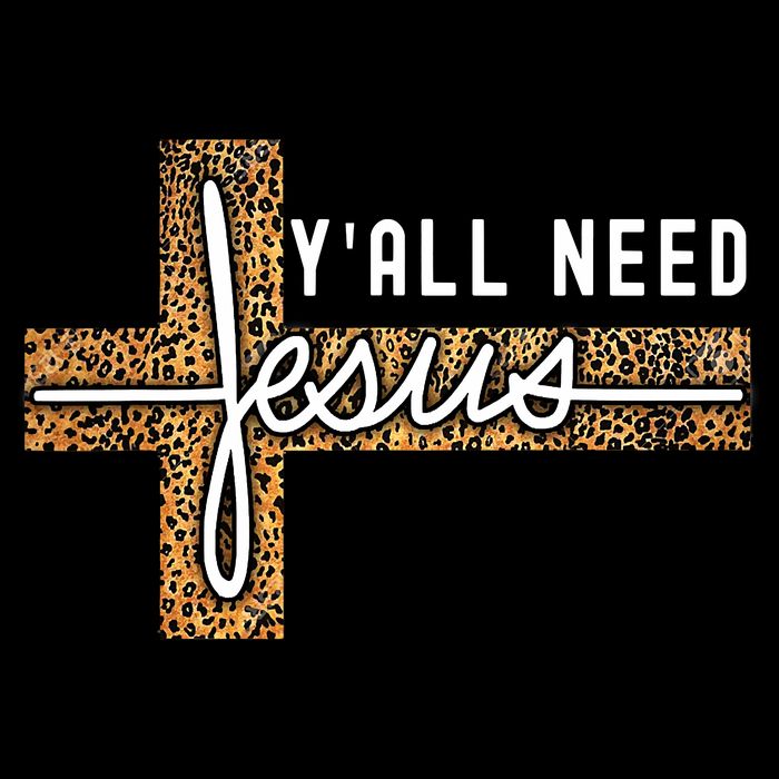 Funny Christian Y'all Need Jesus Graphic Tees Leopard Cross 16 in Basic Backpack