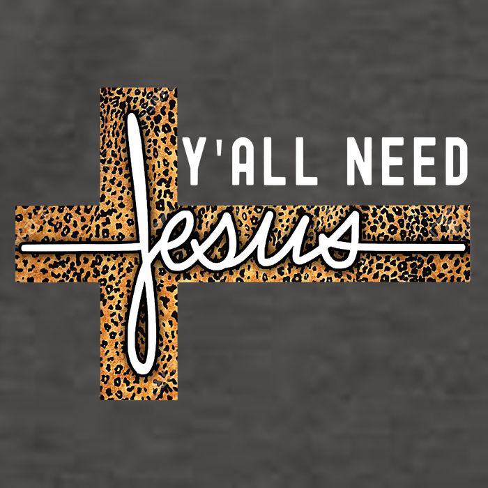 Funny Christian Y'all Need Jesus Graphic Tees Leopard Cross Vector Backpack