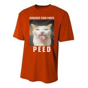 Funny Consider Your Pants Peed Silly Cat Meme Performance Sprint T-Shirt