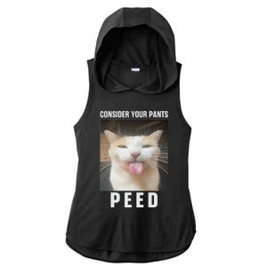 Funny Consider Your Pants Peed Silly Cat Meme Ladies PosiCharge Tri-Blend Wicking Draft Hoodie Tank