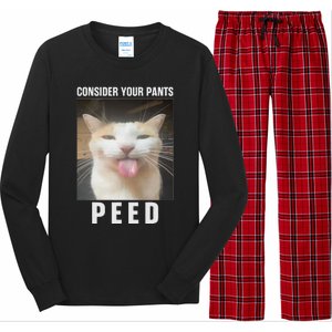 Funny Consider Your Pants Peed Silly Cat Meme Long Sleeve Pajama Set