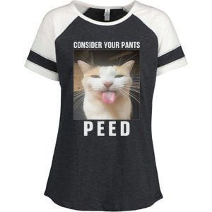 Funny Consider Your Pants Peed Silly Cat Meme Enza Ladies Jersey Colorblock Tee