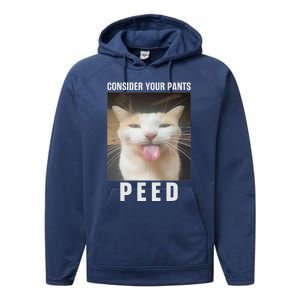 Funny Consider Your Pants Peed Silly Cat Meme Performance Fleece Hoodie