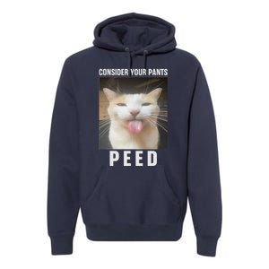 Funny Consider Your Pants Peed Silly Cat Meme Premium Hoodie