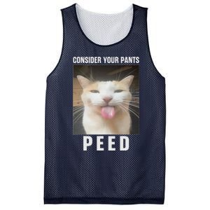 Funny Consider Your Pants Peed Silly Cat Meme Mesh Reversible Basketball Jersey Tank