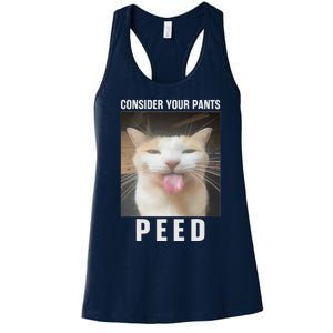 Funny Consider Your Pants Peed Silly Cat Meme Women's Racerback Tank