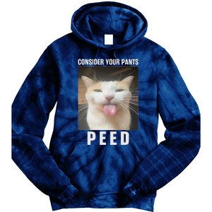 Funny Consider Your Pants Peed Silly Cat Meme Tie Dye Hoodie