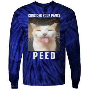 Funny Consider Your Pants Peed Silly Cat Meme Tie-Dye Long Sleeve Shirt