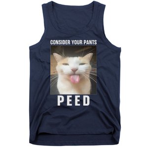 Funny Consider Your Pants Peed Silly Cat Meme Tank Top