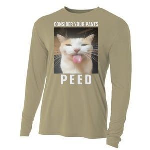 Funny Consider Your Pants Peed Silly Cat Meme Cooling Performance Long Sleeve Crew