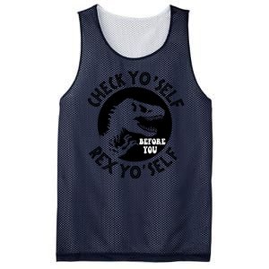 Funny Check Yourself Before You Rex Yourself T Rex Design Mesh Reversible Basketball Jersey Tank