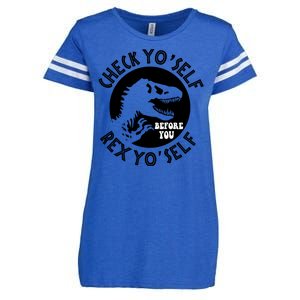 Funny Check Yourself Before You Rex Yourself T Rex Design Enza Ladies Jersey Football T-Shirt