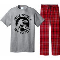 Funny Check Yourself Before You Rex Yourself T Rex Design Pajama Set