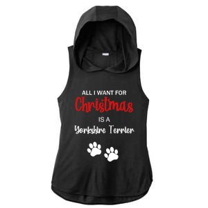 Funny Christmas Yorkshire Terrier Dog Gift Ladies PosiCharge Tri-Blend Wicking Draft Hoodie Tank