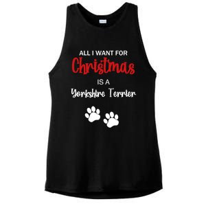 Funny Christmas Yorkshire Terrier Dog Gift Ladies PosiCharge Tri-Blend Wicking Tank