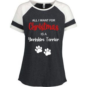 Funny Christmas Yorkshire Terrier Dog Gift Enza Ladies Jersey Colorblock Tee