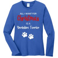 Funny Christmas Yorkshire Terrier Dog Gift Ladies Long Sleeve Shirt