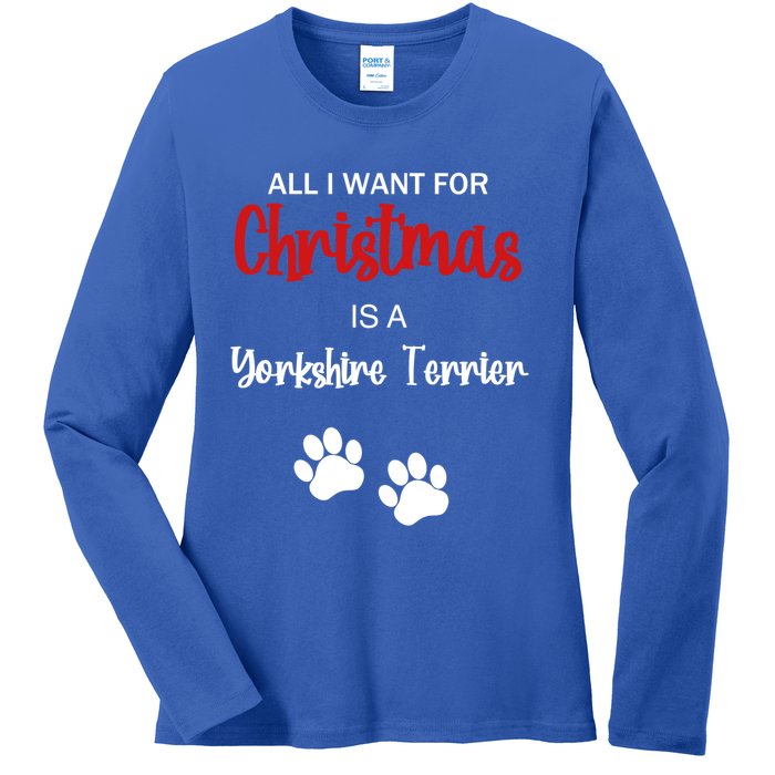 Funny Christmas Yorkshire Terrier Dog Gift Ladies Long Sleeve Shirt