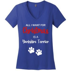 Funny Christmas Yorkshire Terrier Dog Gift Women's V-Neck T-Shirt