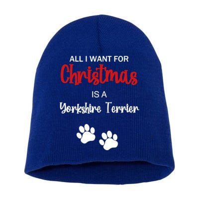 Funny Christmas Yorkshire Terrier Dog Gift Short Acrylic Beanie