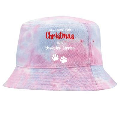 Funny Christmas Yorkshire Terrier Dog Gift Tie-Dyed Bucket Hat