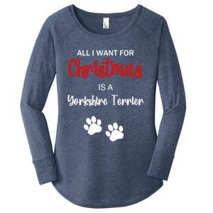 Funny Christmas Yorkshire Terrier Dog Gift Women's Perfect Tri Tunic Long Sleeve Shirt