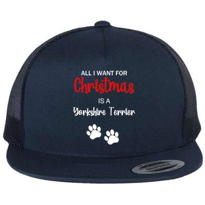 Funny Christmas Yorkshire Terrier Dog Gift Flat Bill Trucker Hat