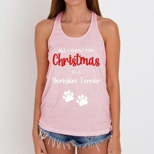 Funny Christmas Yorkshire Terrier Dog Gift Women's Knotted Racerback Tank