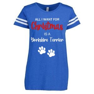 Funny Christmas Yorkshire Terrier Dog Gift Enza Ladies Jersey Football T-Shirt