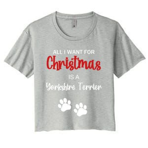 Funny Christmas Yorkshire Terrier Dog Gift Women's Crop Top Tee