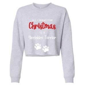 Funny Christmas Yorkshire Terrier Dog Gift Cropped Pullover Crew