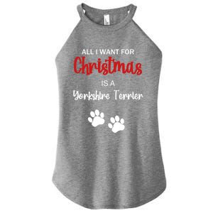 Funny Christmas Yorkshire Terrier Dog Gift Women's Perfect Tri Rocker Tank