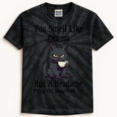 Funny Cat You Smell Like Drama And A Headache Kids Tie-Dye T-Shirt