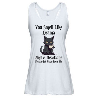 Funny Cat You Smell Like Drama And A Headache Ladies Essential Flowy Tank