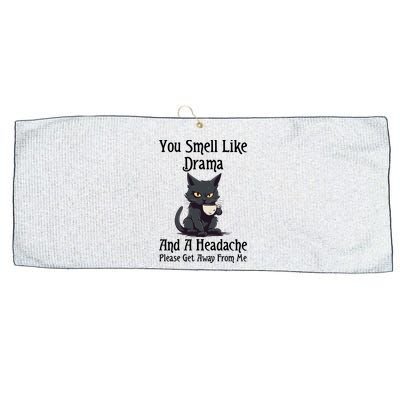 Funny Cat You Smell Like Drama And A Headache Large Microfiber Waffle Golf Towel