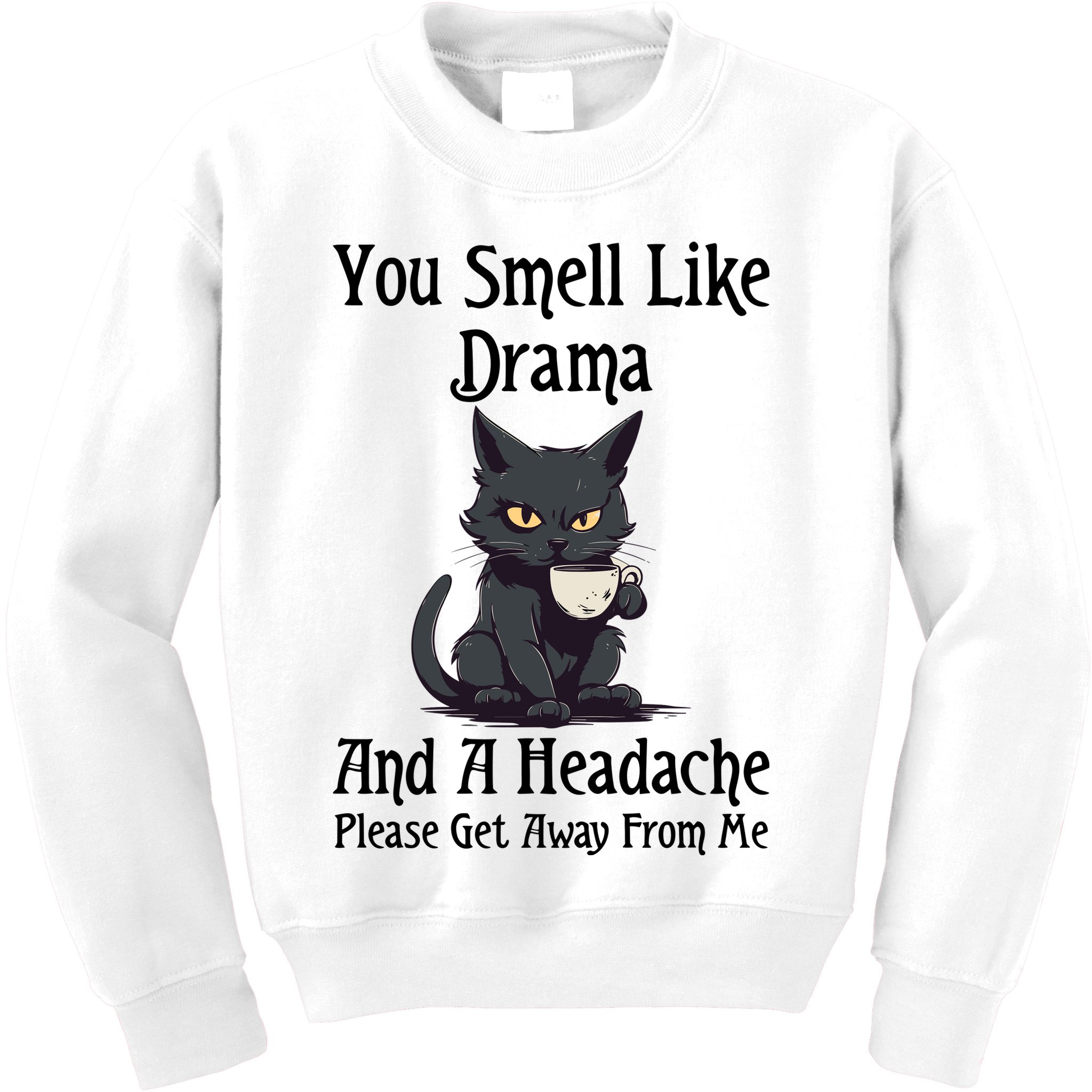 Funny Cat You Smell Like Drama And A Headache Kids Sweatshirt