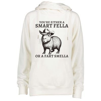 Funny Capybara YouRe Either A Smart Fella Or A Fart Smella Womens Funnel Neck Pullover Hood