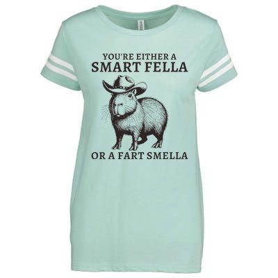 Funny Capybara YouRe Either A Smart Fella Or A Fart Smella Enza Ladies Jersey Football T-Shirt