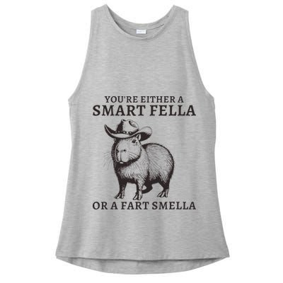Funny Capybara YouRe Either A Smart Fella Or A Fart Smella Ladies PosiCharge Tri-Blend Wicking Tank