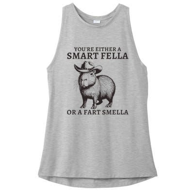 Funny Capybara YouRe Either A Smart Fella Or A Fart Smella Ladies PosiCharge Tri-Blend Wicking Tank