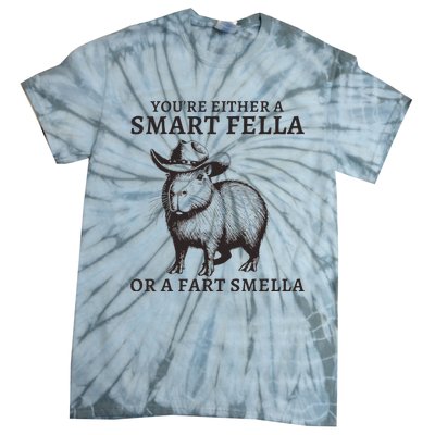 Funny Capybara YouRe Either A Smart Fella Or A Fart Smella Tie-Dye T-Shirt