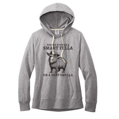 Funny Capybara YouRe Either A Smart Fella Or A Fart Smella Women's Fleece Hoodie