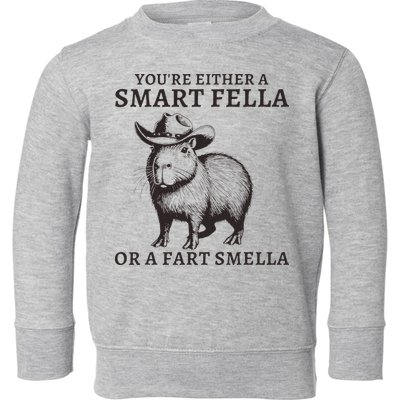 Funny Capybara YouRe Either A Smart Fella Or A Fart Smella Toddler Sweatshirt